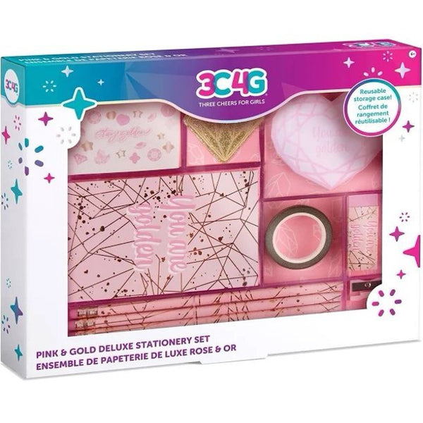 Make It Real Pink & Gold Deluxe Stationery Kit for Girls