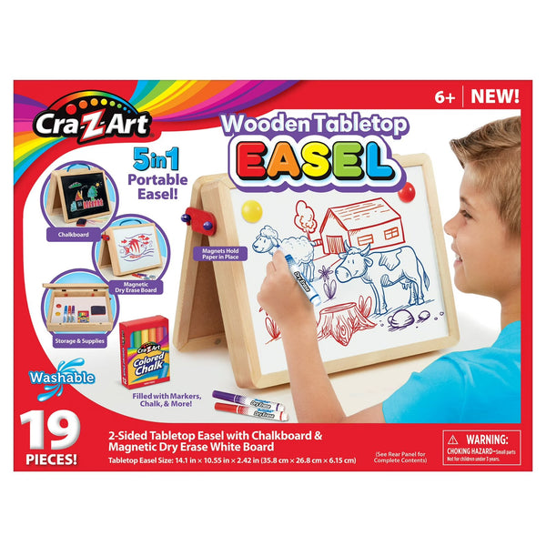 Cra-Z-Art 5-in-1 Wooden Tabletop Easel with Chalkboard & Dry Erase
