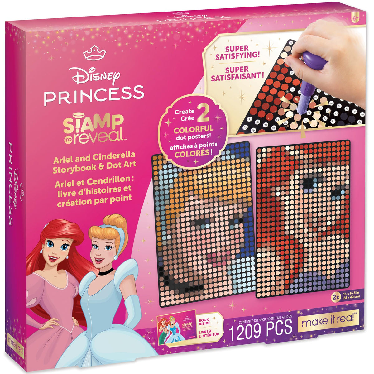 Make It Real Disney Stamp to Reveal Ariel & Cinderella Dot Art