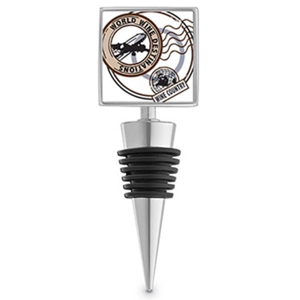 World Wine Destination Enamel Bottle Stopper – 4.5 Inch