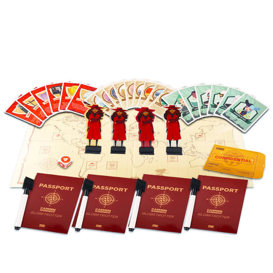 Carmen Sandiego Board Game Bundle with Acme's Most Wanted + Stickers
