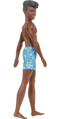 Barbie Ken Beach Doll – Black Hair, Blue Tropical Swim Trunks