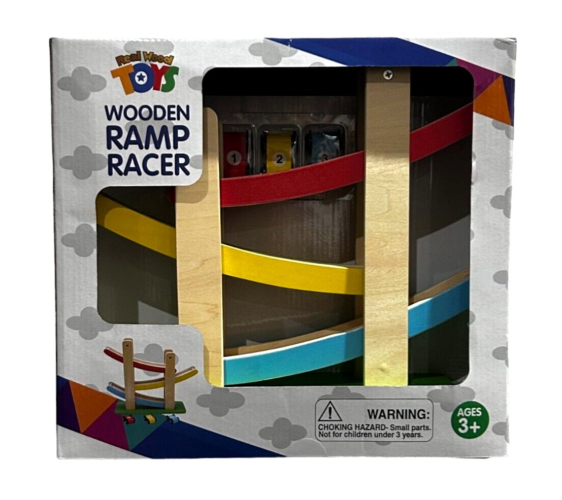 Real Wood Toys Wooden Ramp Racer with Track & 3 Cars