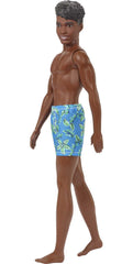 Barbie Ken Beach Doll – Black Hair, Blue Tropical Swim Trunks