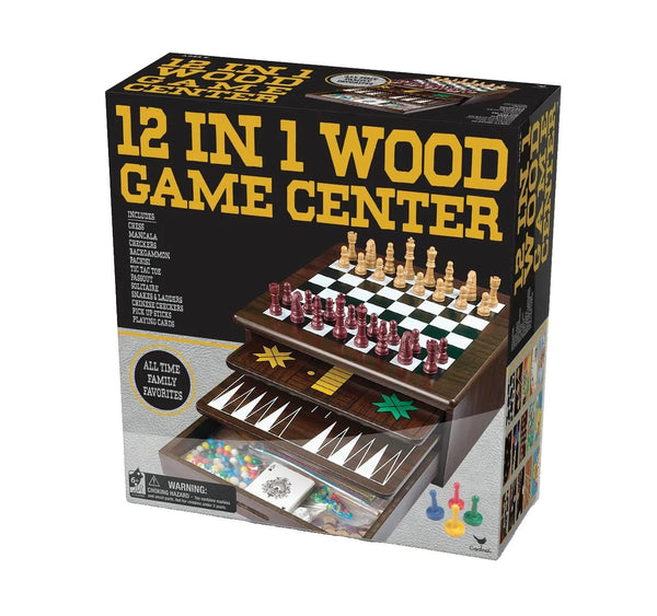 Spin Master 12-in-1 Wood Game Center | Classic Family Games