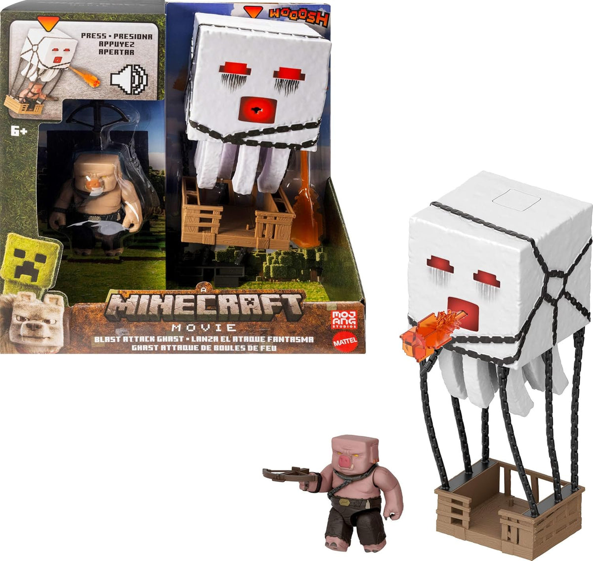 Mattel Minecraft Blast Attack Ghast Figure Set with Lights & Sounds