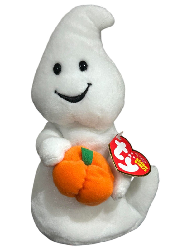 Ty Beanie Baby Spooky the Ghost with Pumpkin Plush, 7"
