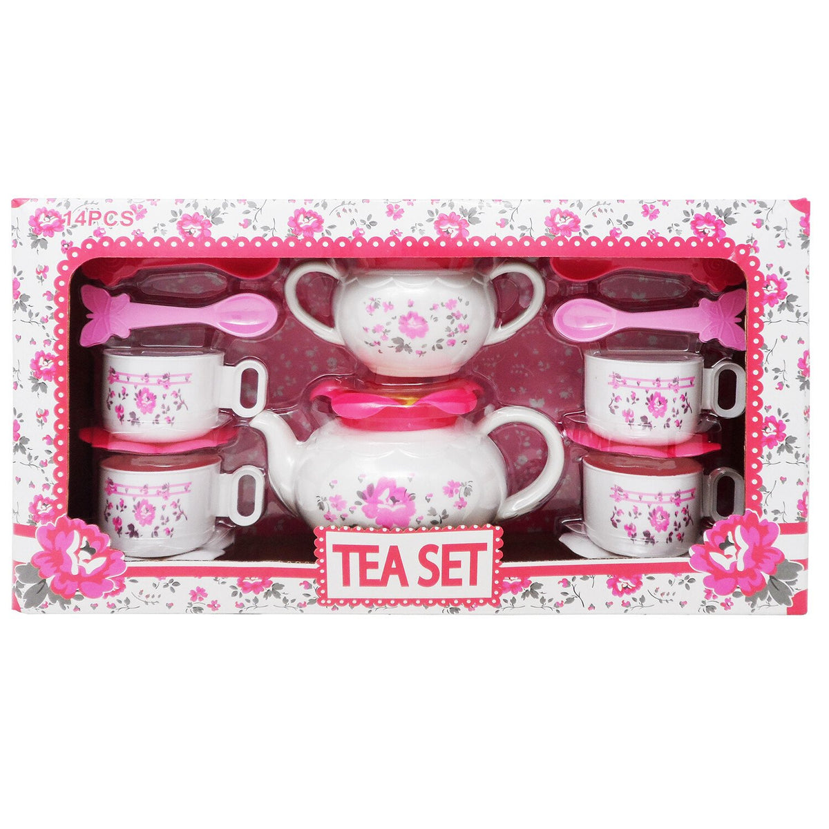 Global USA Flower Tea Set – 14-Piece Multicolor Collection for 4