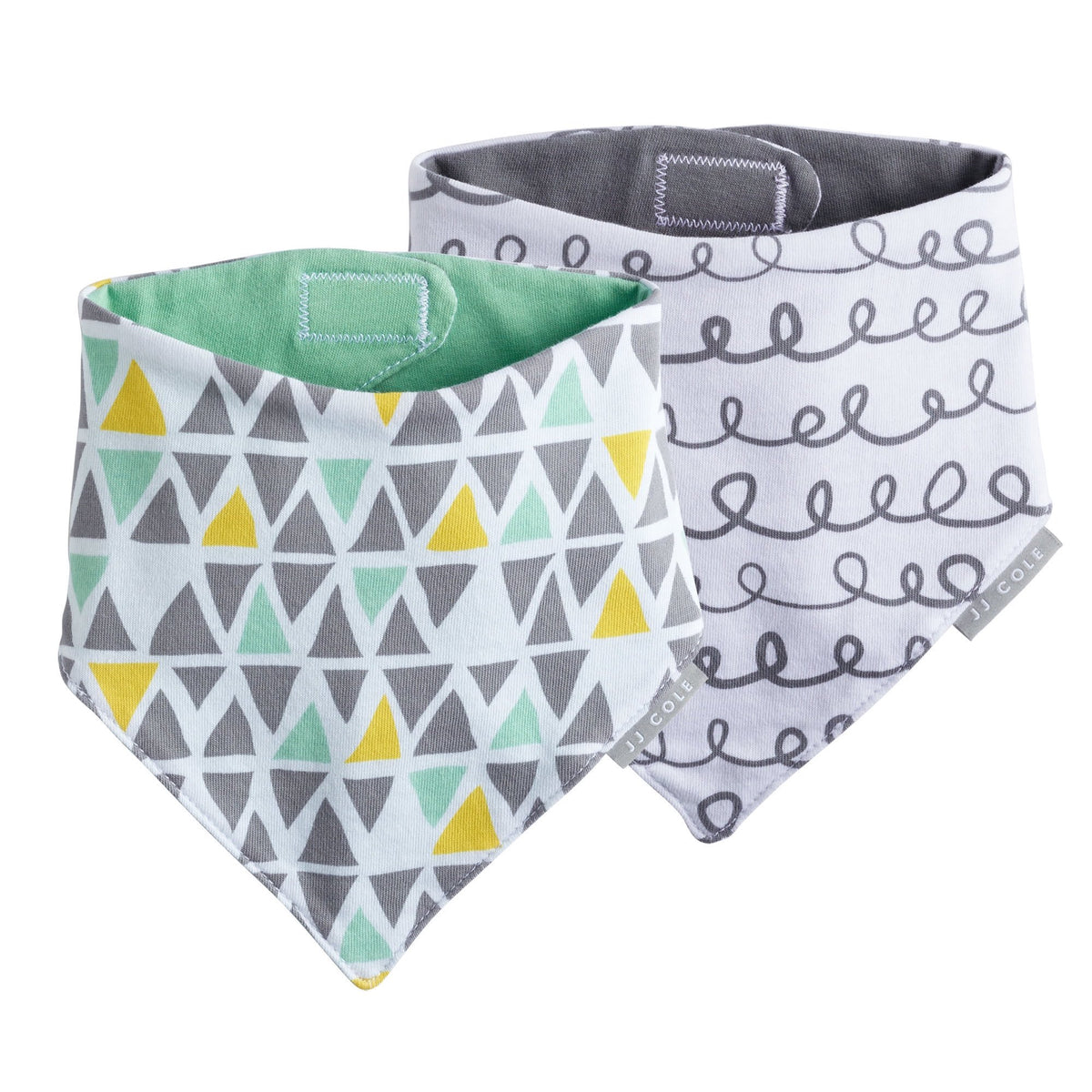 JJ Cole Reversible Bandana Bib Set – 50 Shades of Grey, 2-Pack