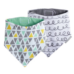 JJ Cole Reversible Bandana Bib Set – 50 Shades of Grey, 2-Pack