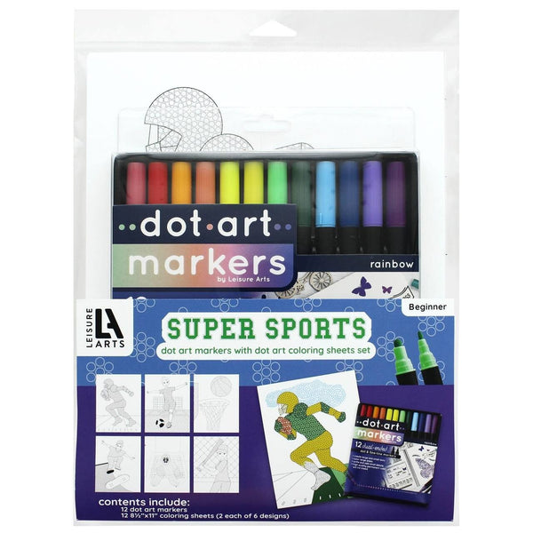 Leisure Arts Dot Art Markers Super Sports Coloring Set