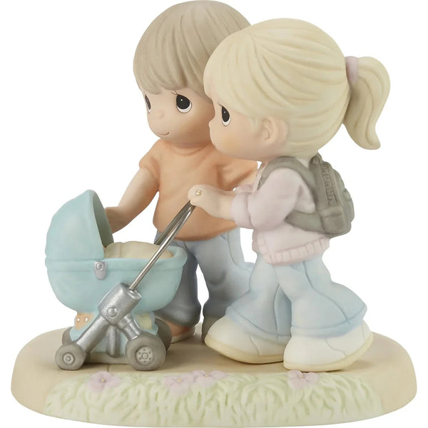 Precious Moments Mom, Dad and Baby in Stroller Figurine