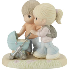 Precious Moments Mom & Dad with Baby in Stroller Figurine