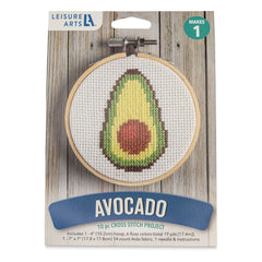 Leisure Arts Avocado Cross Stitch Kit – 4" Beginner-Friendly Set