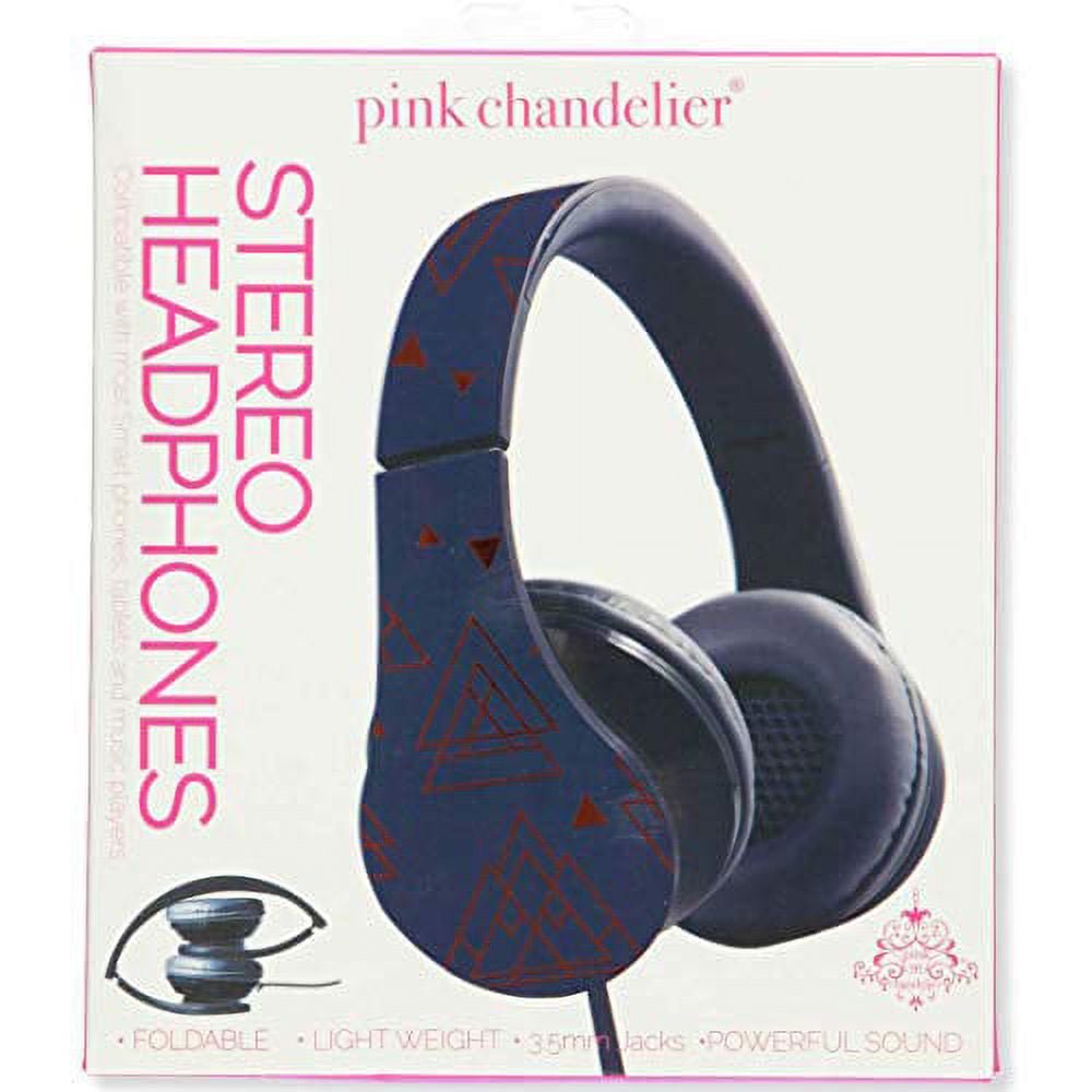 Pink Chandelier Stereo Headphones with White Button Detail