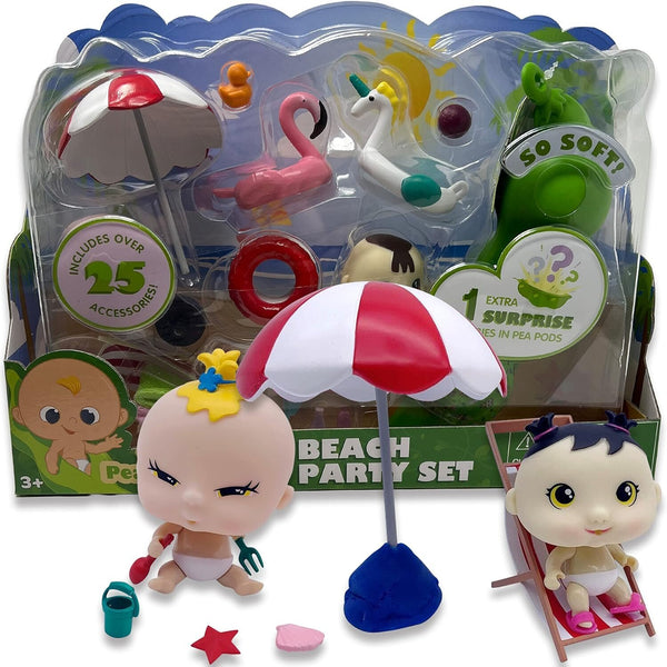 Pea Pod Babies Beach Party Set – 2 Mini Surprise Collectible Dolls