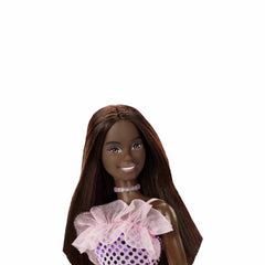 Barbie® Doll, Kids Toys, Dark Brown Hair, Pink Metallic Dress, Trendy Clothes and Accessories, Gifts for Kids