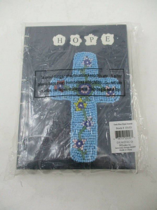 Demdaco Dark Blue Hope Journal – Beaded Cross Rustic Hardcover