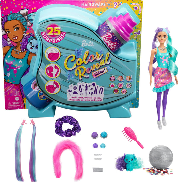 Barbie Color Reveal Glittery Purple Doll with 25 Party Surprises
