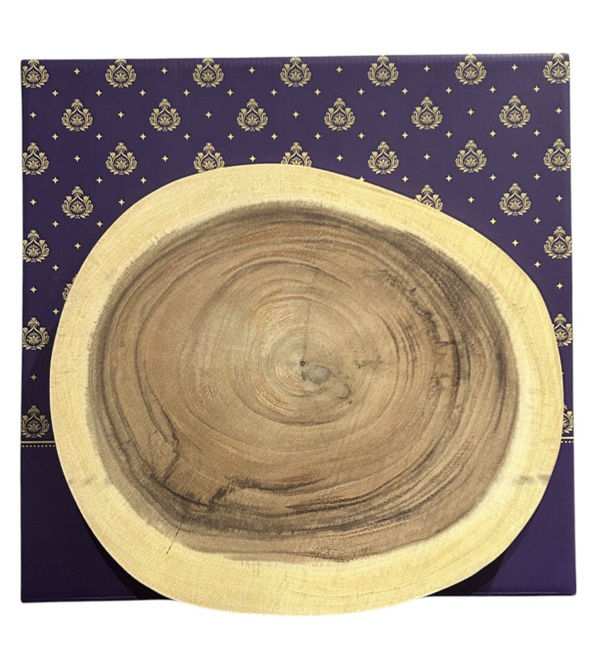 Talent Round Acacia Cutting Board with Natural Bark Edge, 12.4"