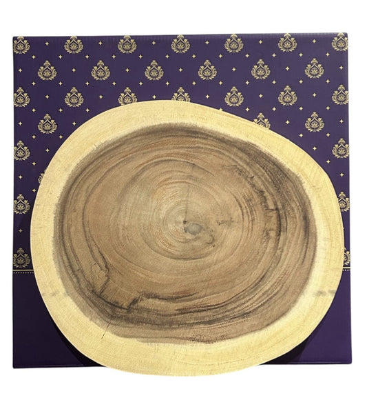 Talent Round Acacia Cutting Board with Natural Bark Edge, 12.4"