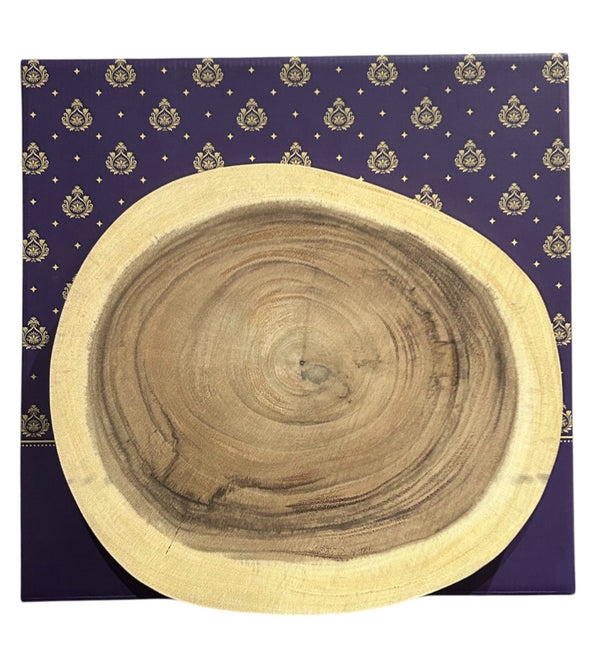Talent Round Acacia Cutting Board with Natural Bark Edge, 12.4"