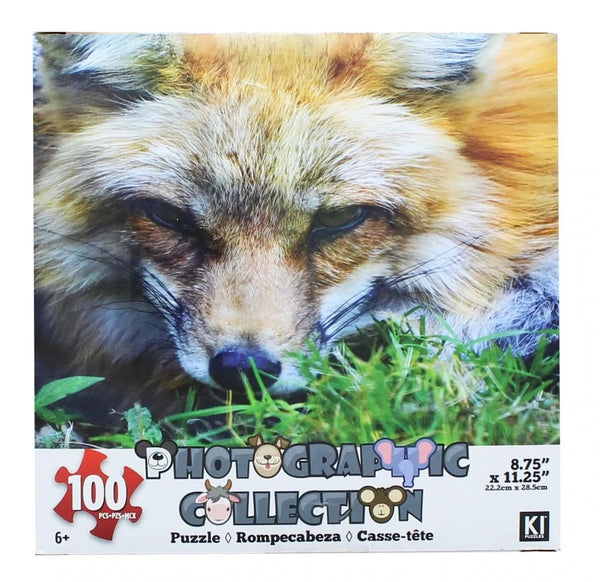 KI Puzzles 100 Piece Photographic Fox Jigsaw Puzzle