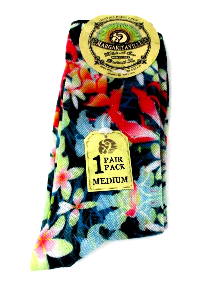 Margaritaville Floral Graphic Crew Socks – Ladies Medium