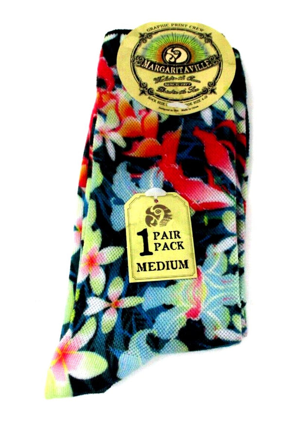 Margaritaville Floral Graphic Crew Socks – Ladies Medium