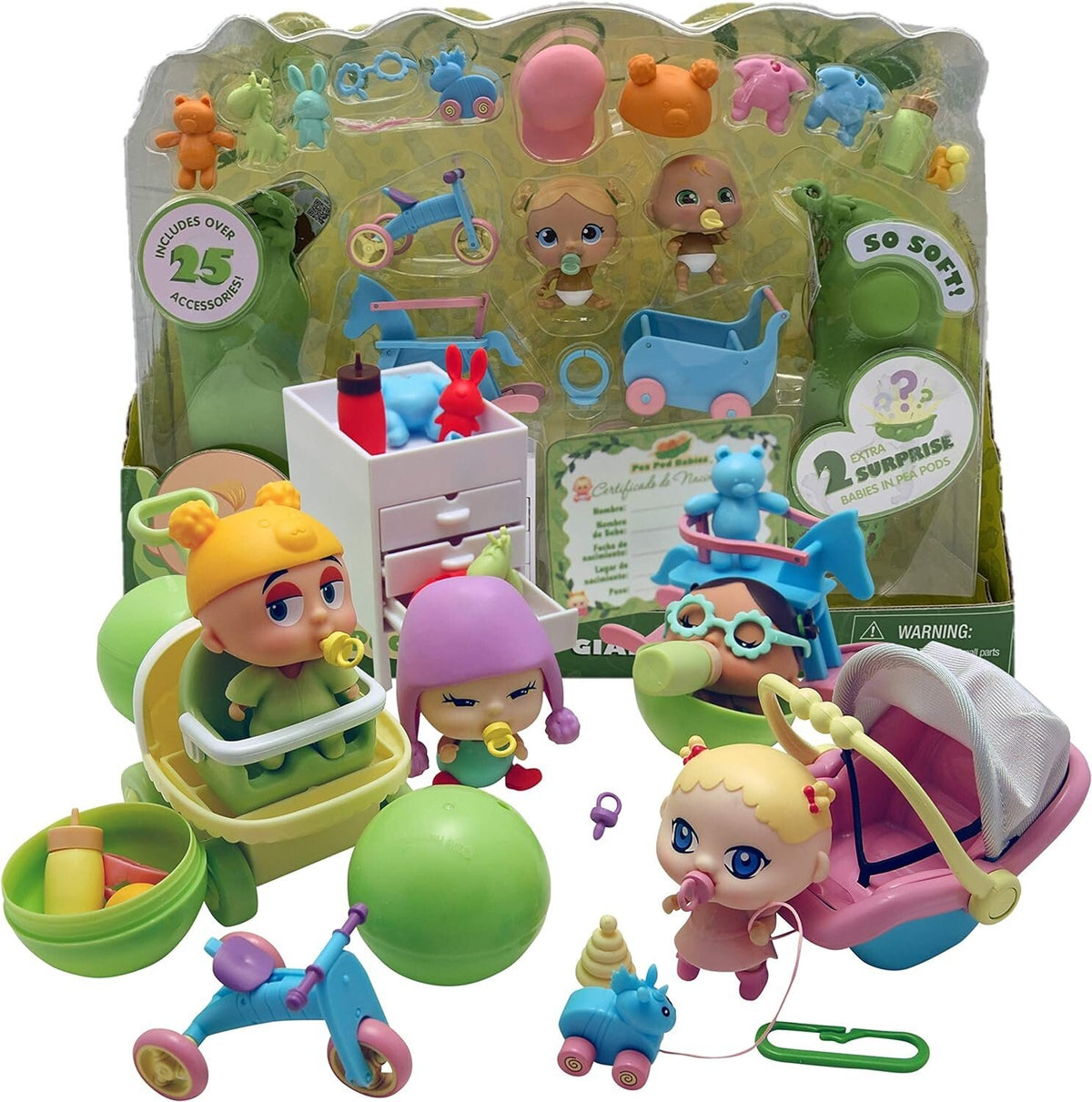 Pea Pod Babies Giant Playset – 2 Mystery Mini Dolls Included