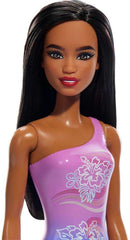 Barbie Beach Doll – Dark Brown Hair & Tropical Purple Swimsuit