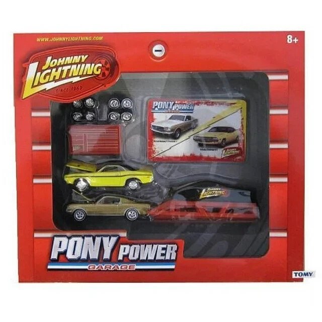 Johnny Lightning Pony Power Garage 1/64 Scale Diecast Set | 2 Cars