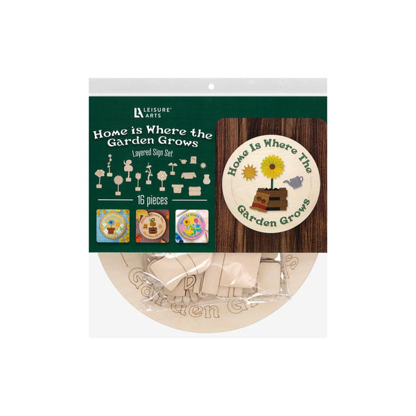 Leisure Arts Home Is Where The Garden Grows Wood Sign Kit 12x12"
