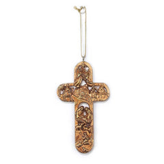 Gold Nativity to the Cross Christmas Ornament, 5.25"