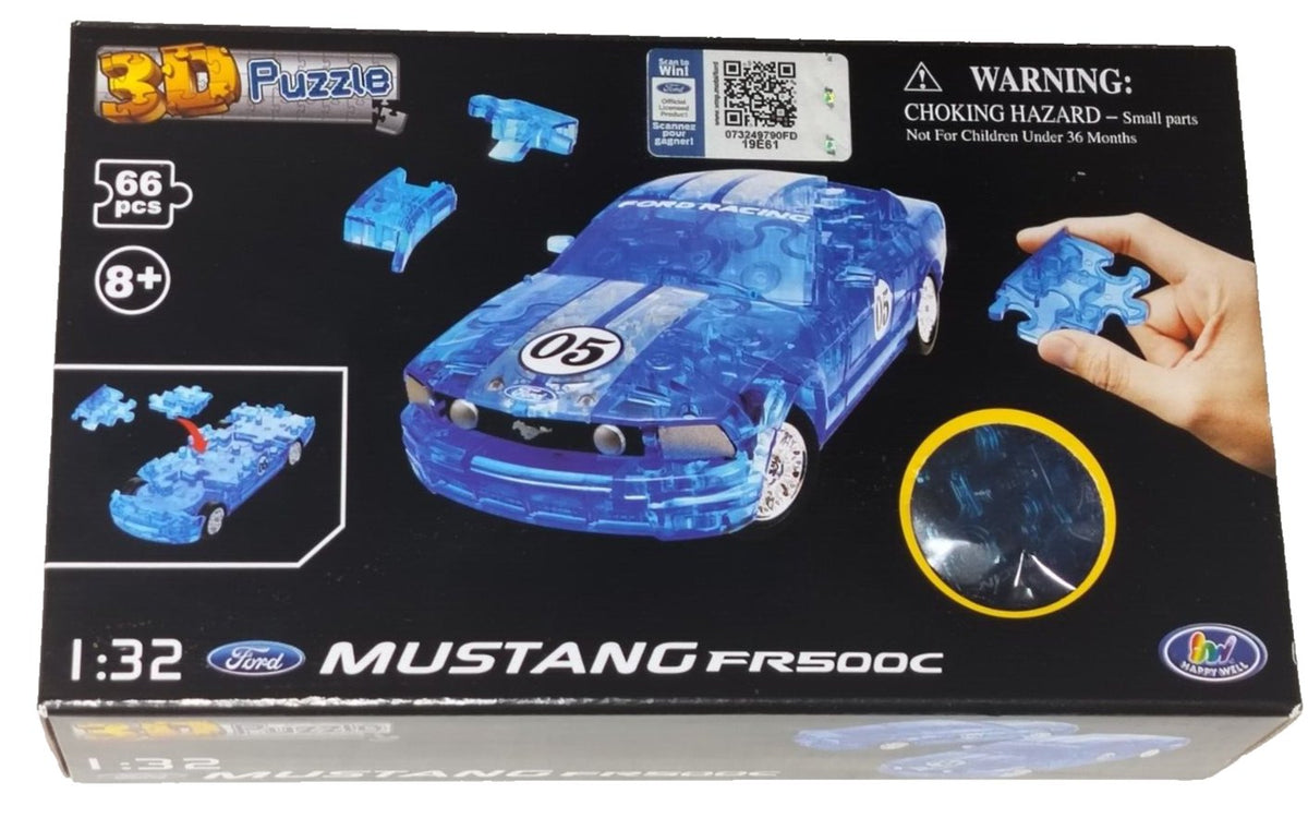 Happy Well 3D Puzzle Ford Mustang FR500C Model Kit – Translucent Blue