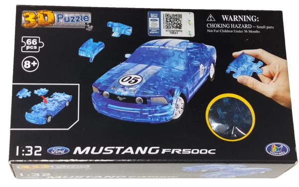 Happy Well 3D Puzzle Ford Mustang FR500C Model Kit – Translucent Blue
