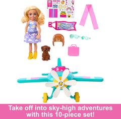 Barbie Chelsea Pilot Doll & Plane Playset with Puppy