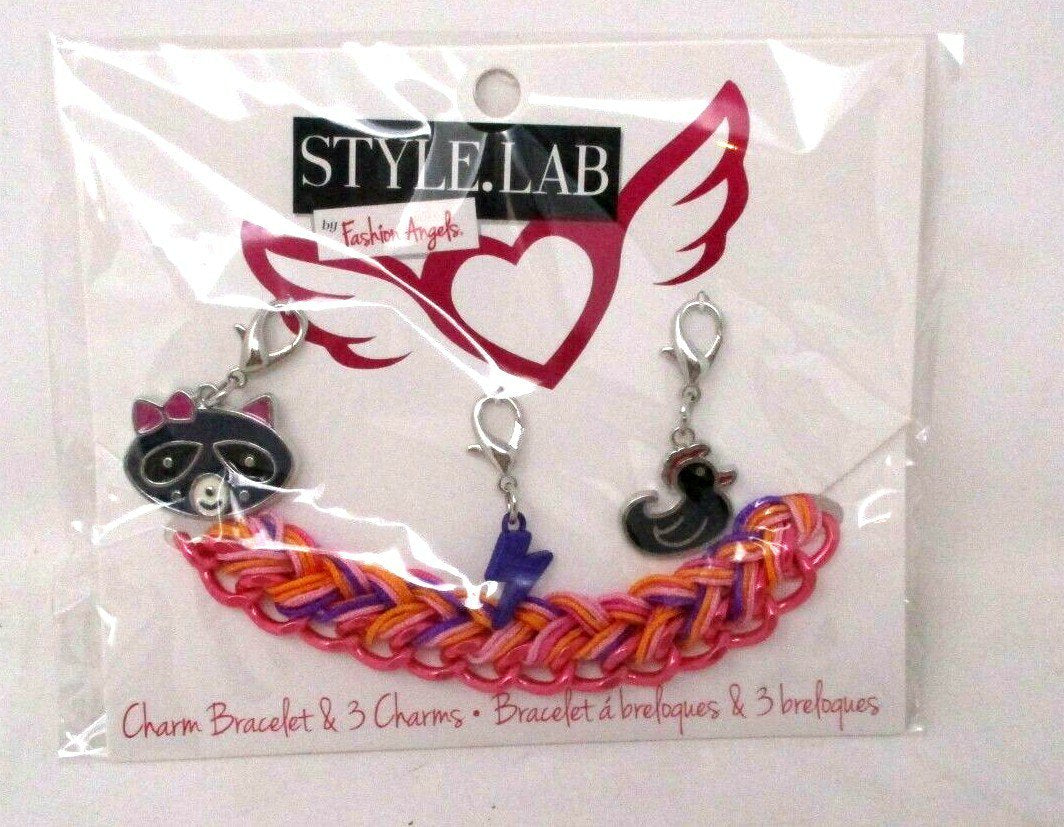 Fashion Angels Style Lab Pink Charm Bracelet with Raccoon & Duck Charms