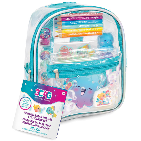 3C4G Seas The Day 18-Piece Stationery Set with Mini Backpack