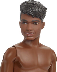 Barbie Ken Beach Doll – Black Hair, Blue Tropical Swim Trunks