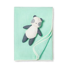 Cloud Island Joyful Mint Gauze Blanket & Plush Panda