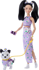 Barbie Twinning Looks Doll & Pet Dog — Purple Daisy Set