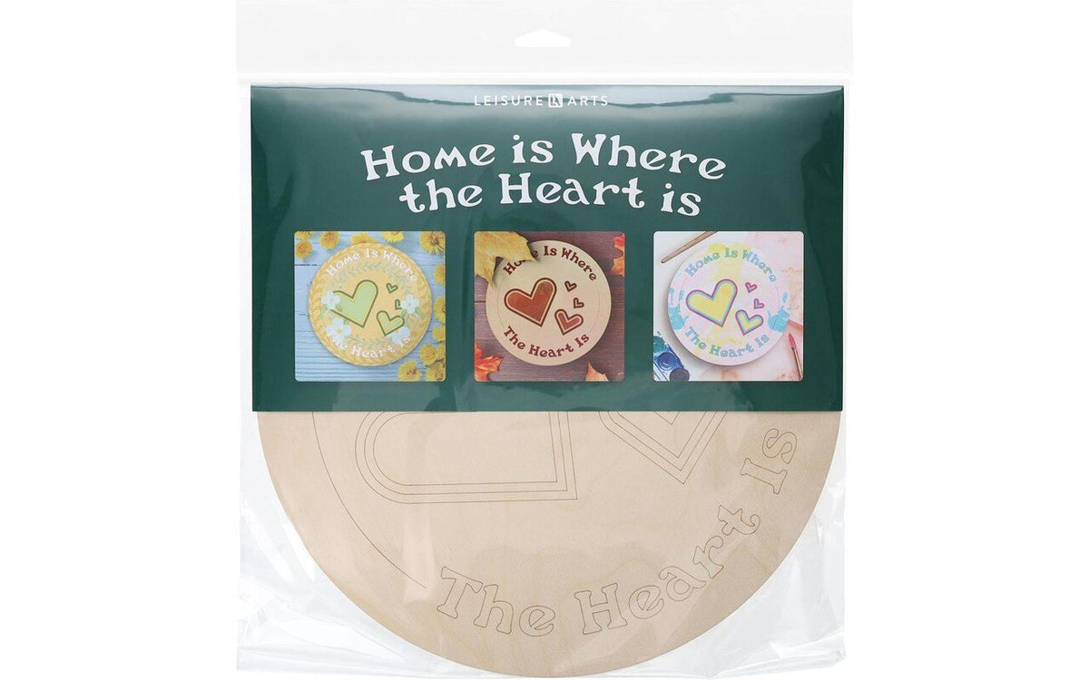 Leisure Arts Home Is Where the Heart Is Wood Sign Kit 14x14"
