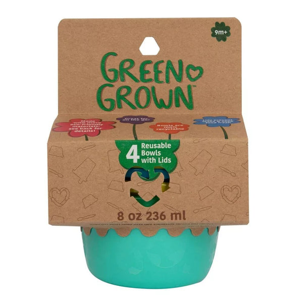 GreenGrown Reusable Toddler Snack Bowls with Lids, 4-Pack