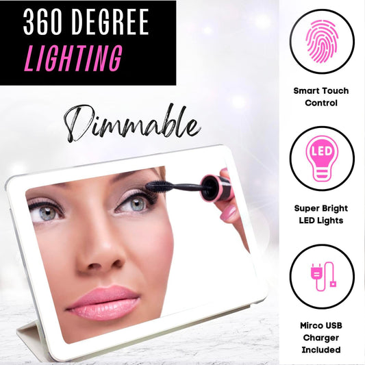 Onyx Professional LED Makeup Mirror – Portable, Dimmable & Rechargeable
