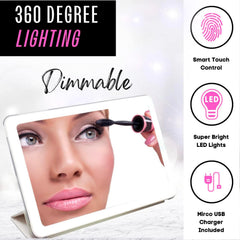 Onyx Professional LED Makeup Mirror – Portable, Dimmable & Rechargeable