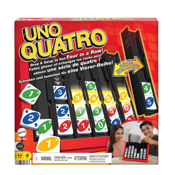 Mattel UNO Quatro Strategy Tile Game for 2-4 Players, 53 Pieces