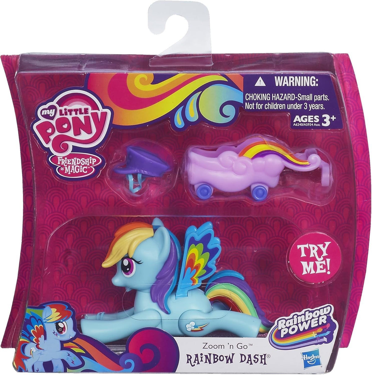 Hasbro My Little Pony Zoom N Go Rainbow Dash Figure with Cart