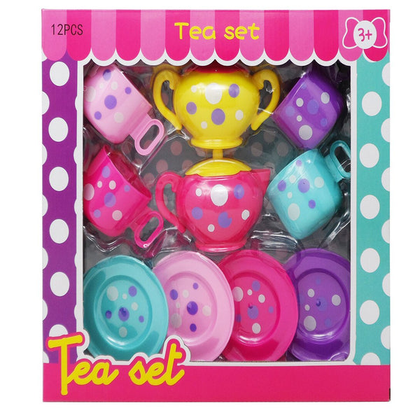 Polka Dot Tea Set – 12-Piece Multicolor Set for 4