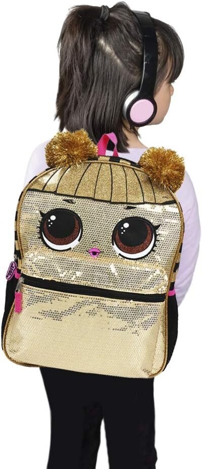 LOL Surprise Queen Bee 16-Inch Gold Sequin Backpack